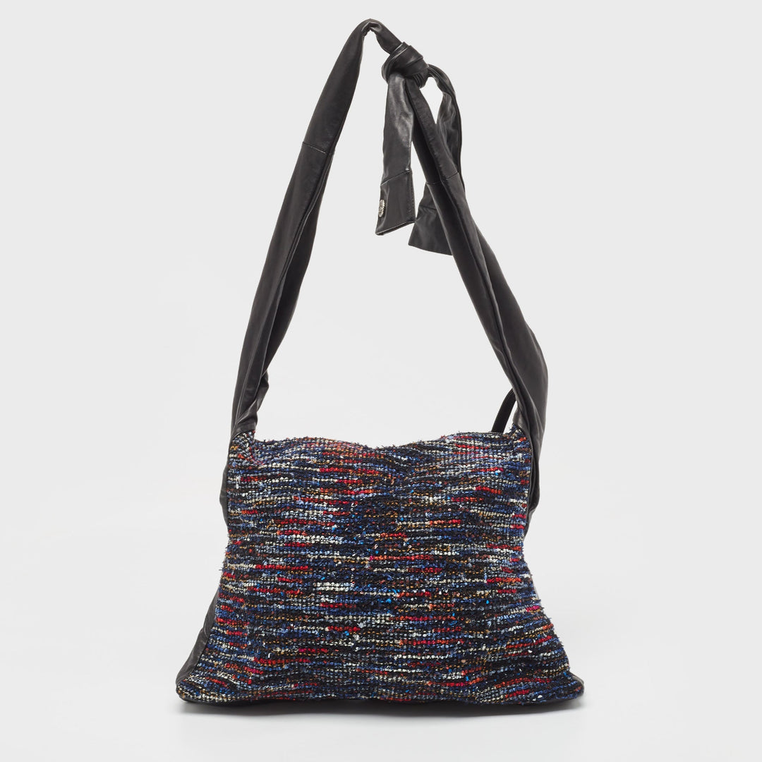 Top Quality Chanel Multicolor Tweed Fringe and Leather Large Girl Bag
