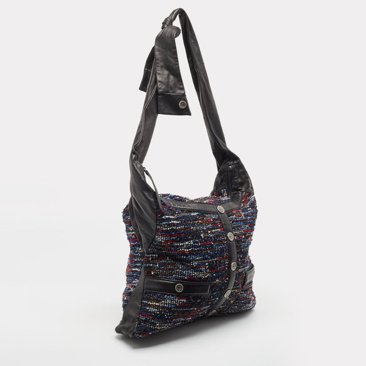 Top Quality Chanel Multicolor Tweed Fringe and Leather Large Girl Bag