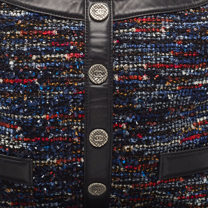 Top Quality Chanel Multicolor Tweed Fringe and Leather Large Girl Bag