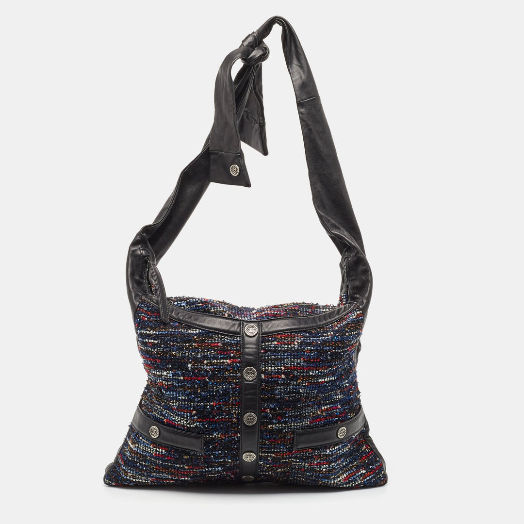 Top Quality Chanel Multicolor Tweed Fringe and Leather Large Girl Bag