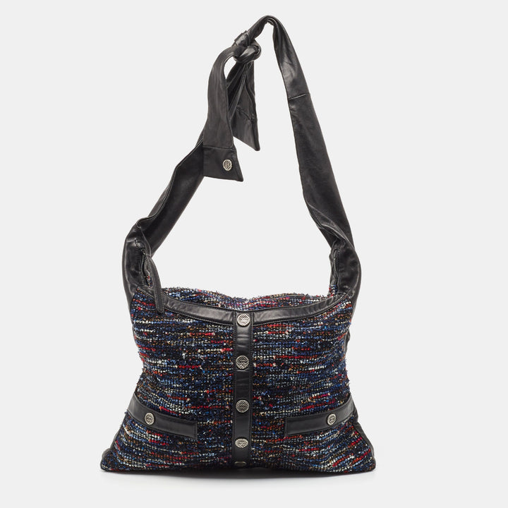 Top Quality Chanel Multicolor Tweed Fringe and Leather Large Girl Bag