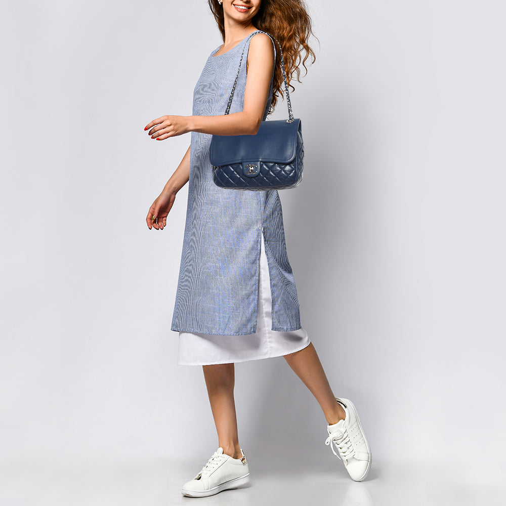 Chanel Blue Quilted Aged Leather New Shoulder Bag
