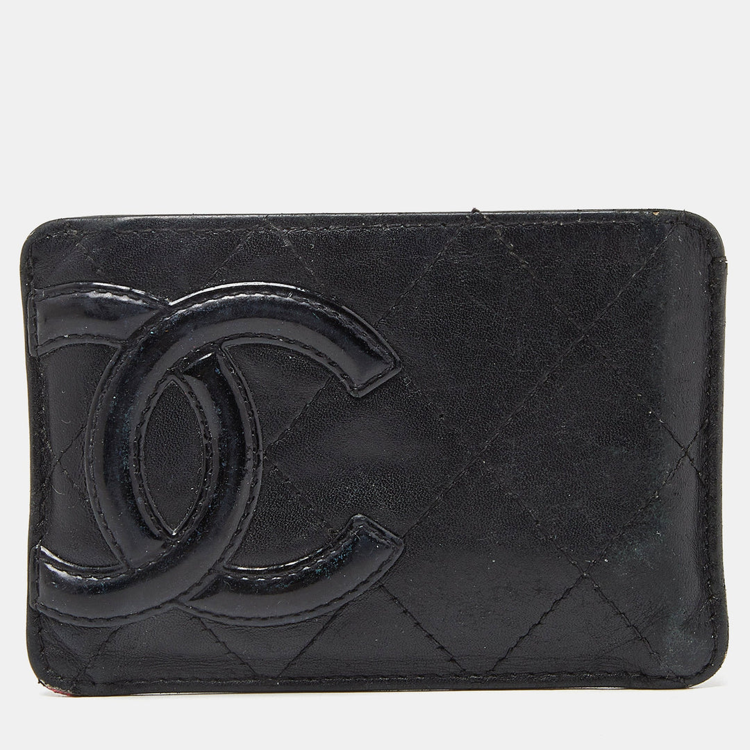 Top Quality Chanel Black Quilted Leather Cambon Ligne Card Holder
