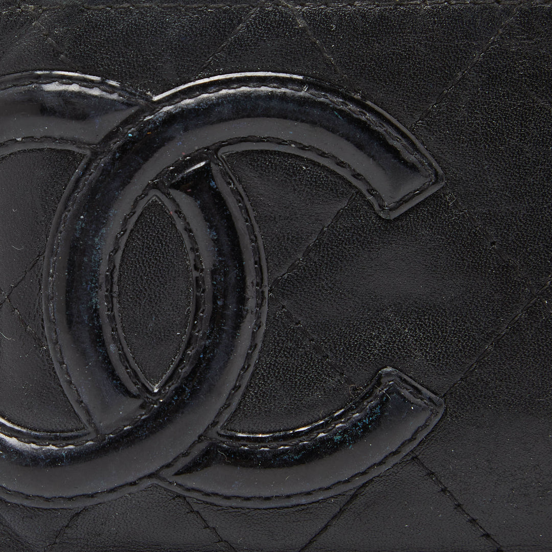 Top Quality Chanel Black Quilted Leather Cambon Ligne Card Holder