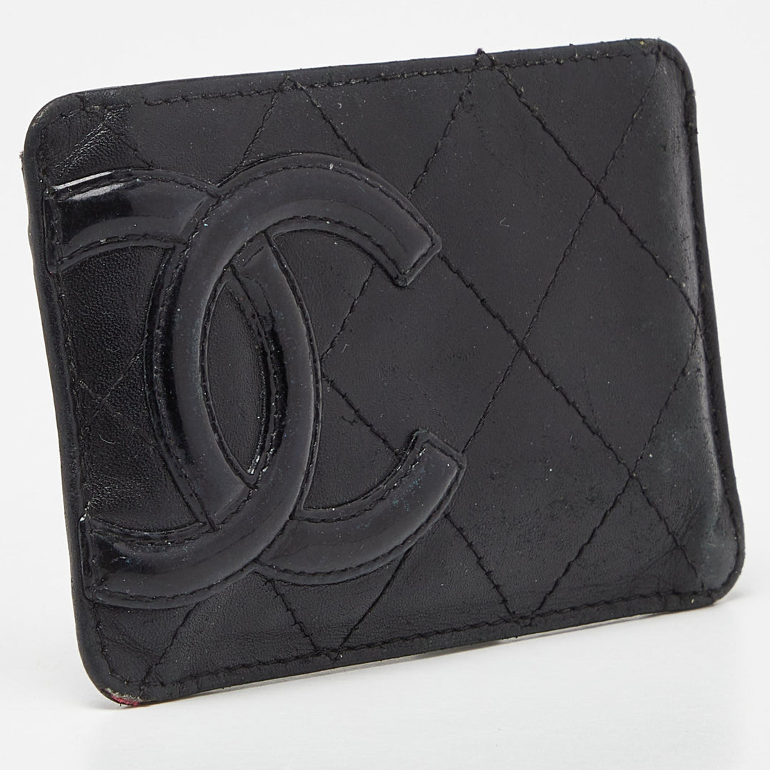 Top Quality Chanel Black Quilted Leather Cambon Ligne Card Holder