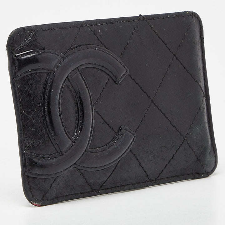 Top Quality Chanel Black Quilted Leather Cambon Ligne Card Holder