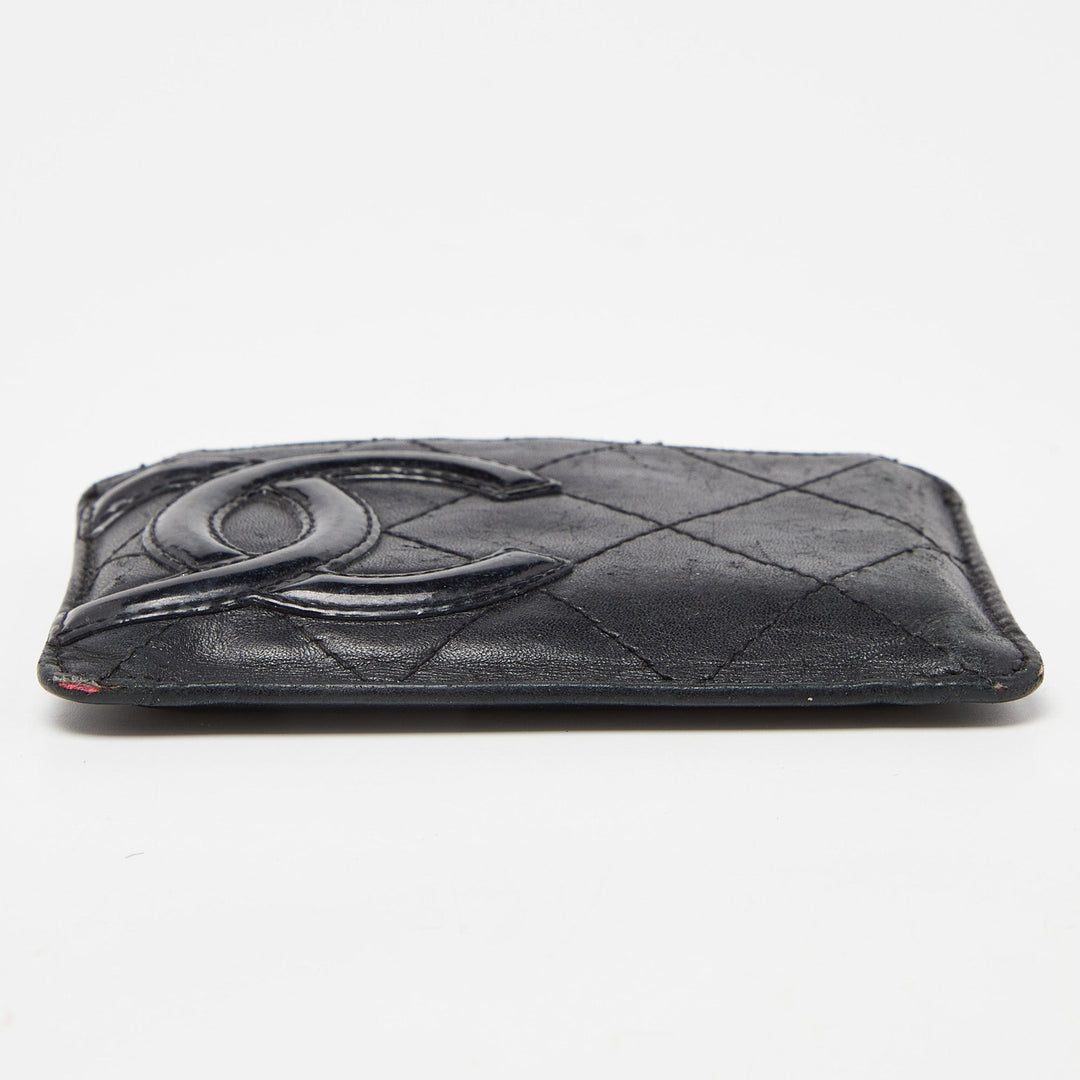 Top Quality Chanel Black Quilted Leather Cambon Ligne Card Holder