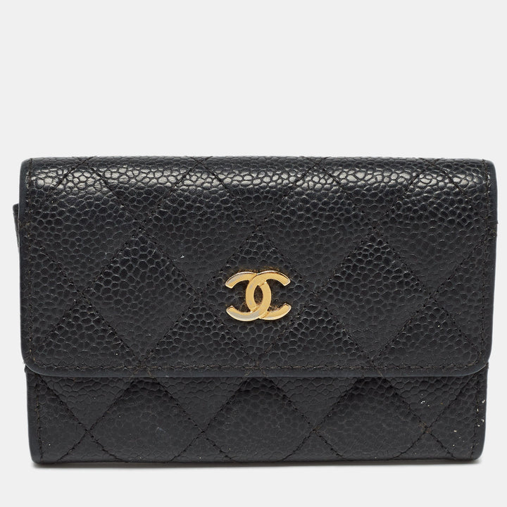 Chanel Black Caviar Quilted Leather CC New Card Case