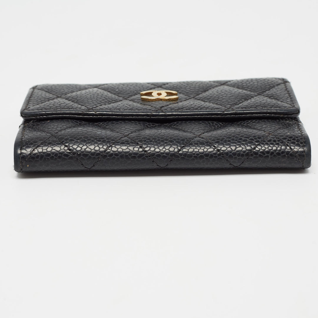 Chanel Black Caviar Quilted Leather CC New Card Case