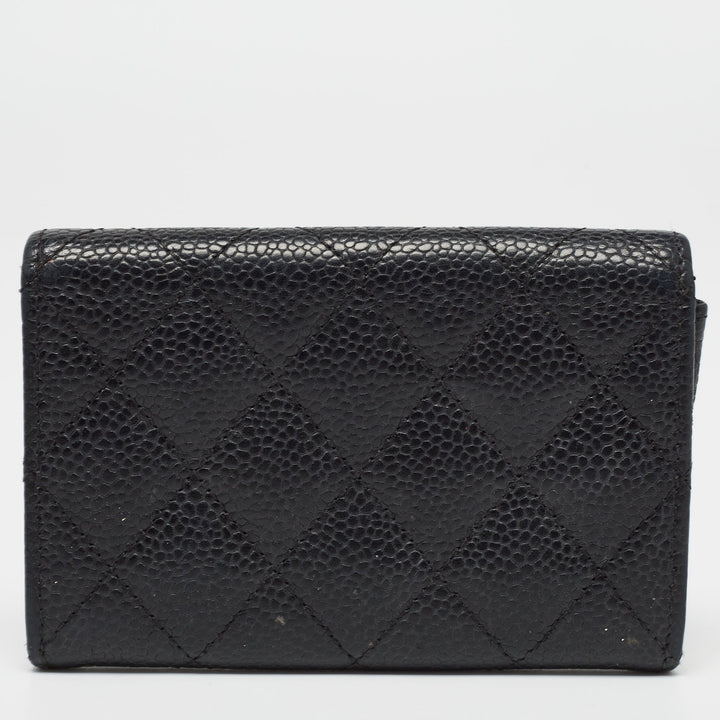 Chanel Black Caviar Quilted Leather CC New Card Case
