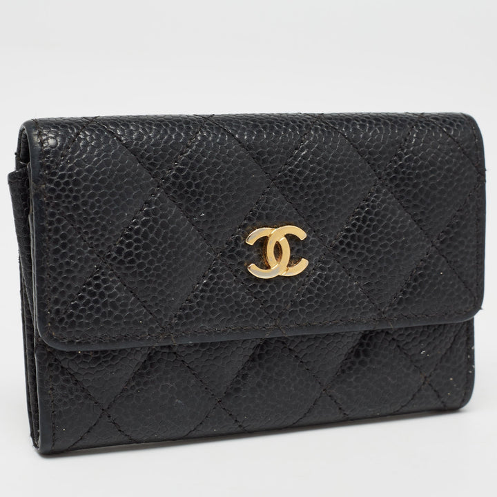 Chanel Black Caviar Quilted Leather CC New Card Case