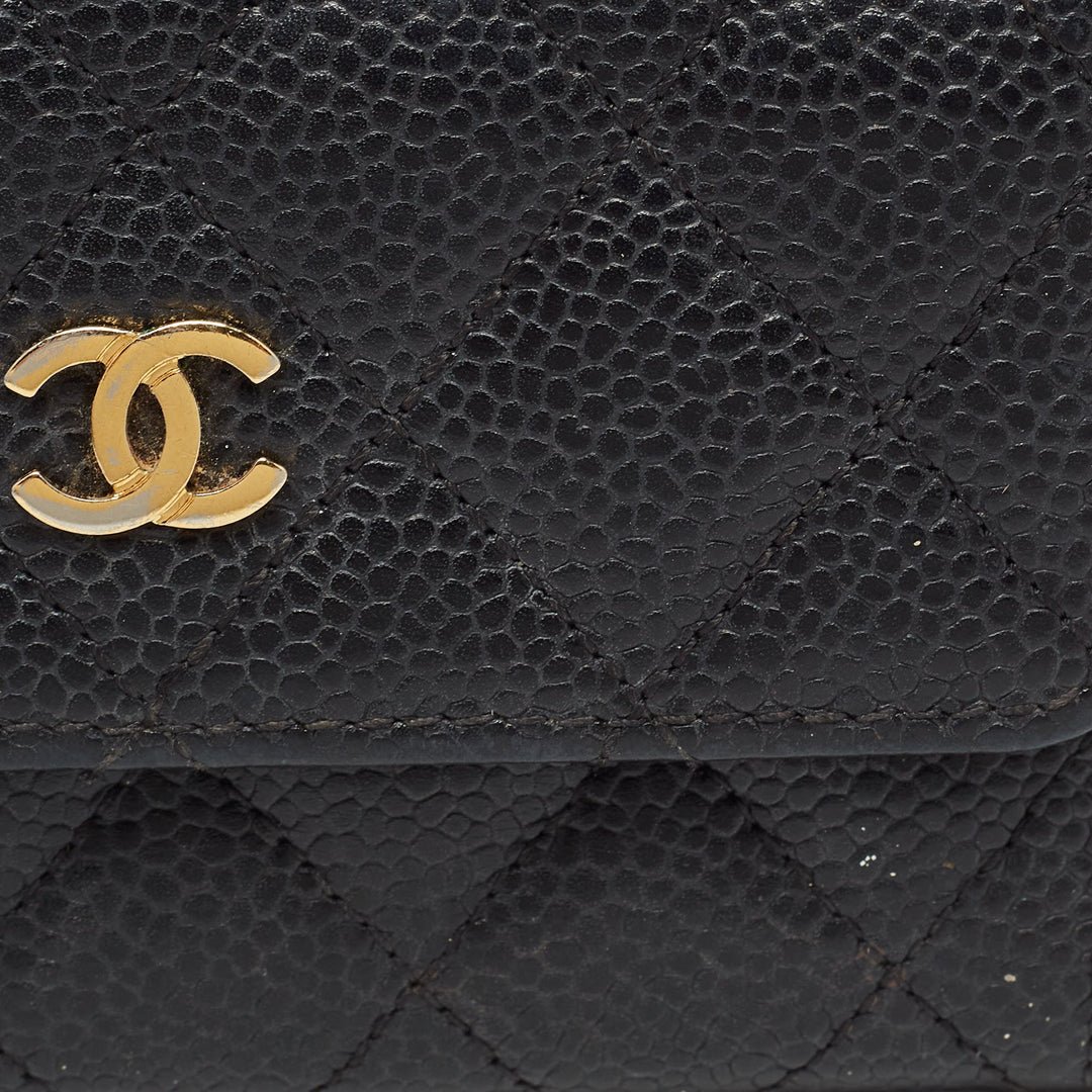 Chanel Black Caviar Quilted Leather CC New Card Case