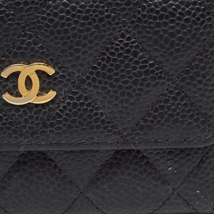 Chanel Black Caviar Quilted Leather CC New Card Case