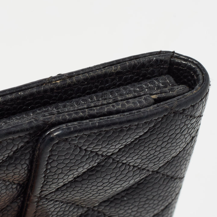 Chanel Black Caviar Quilted Leather CC New Card Case