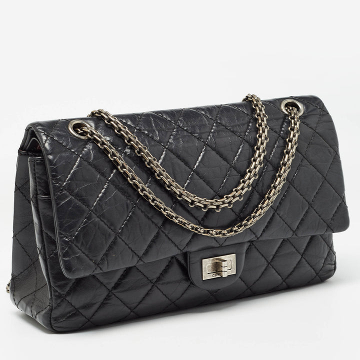 Chanel Black Quilted Aged Leather Reissue 2.55 Classic 226 New Bag