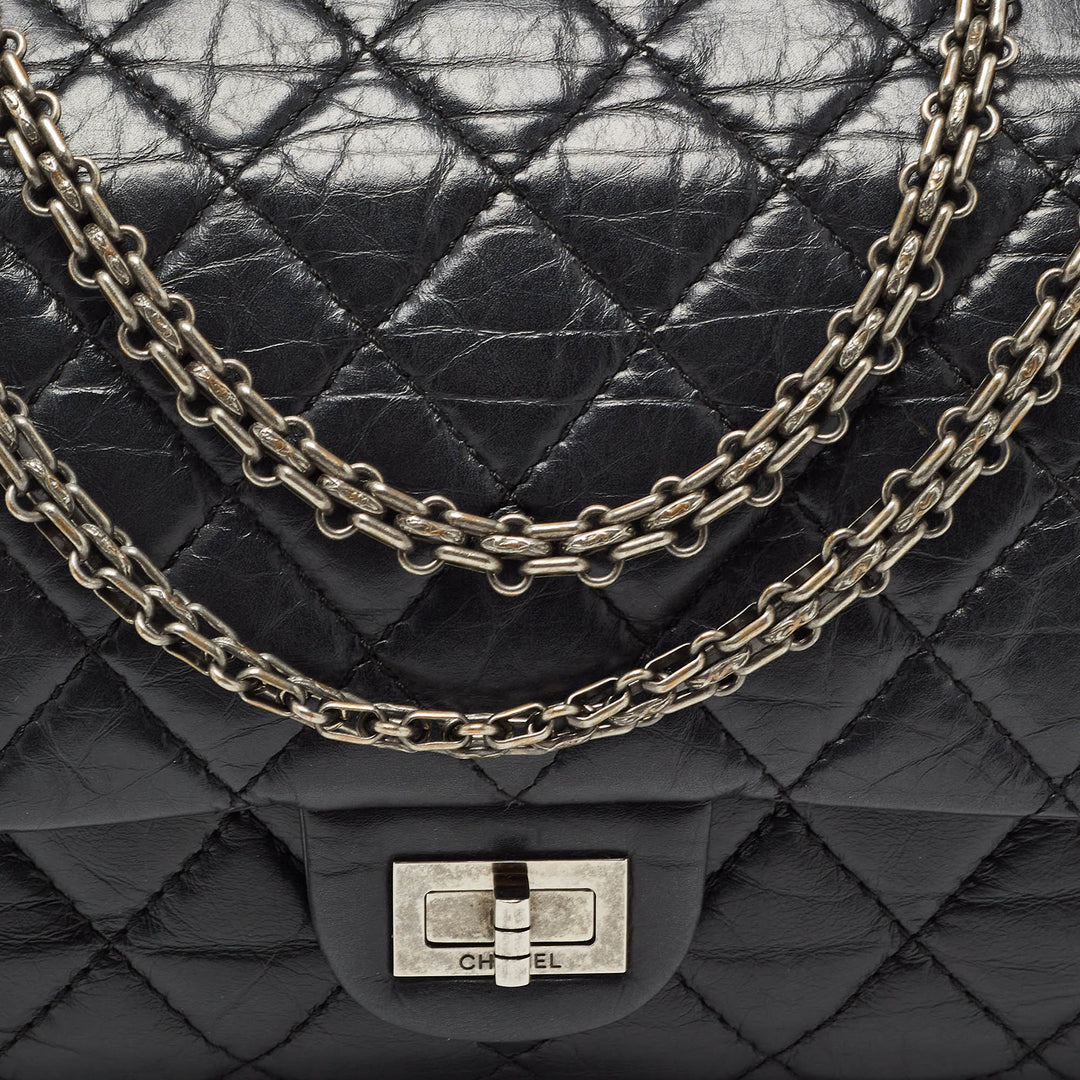 Chanel Black Quilted Aged Leather Reissue 2.55 Classic 226 New Bag
