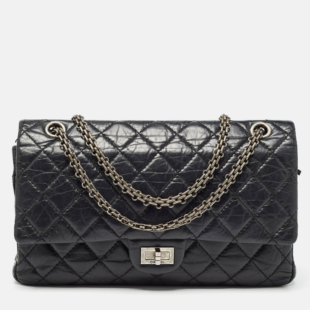 Chanel Black Quilted Aged Leather Reissue 2.55 Classic 226 New Bag