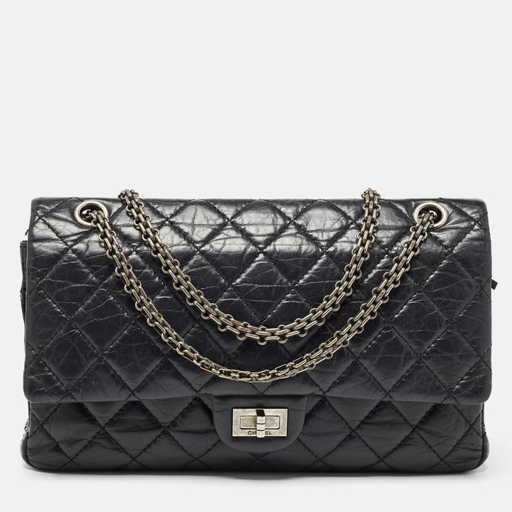 Chanel Black Quilted Aged Leather Reissue 2.55 Classic 226 New Bag
