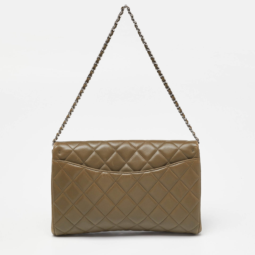 Chanel Olive Green Quilted Leather Chain New Bag