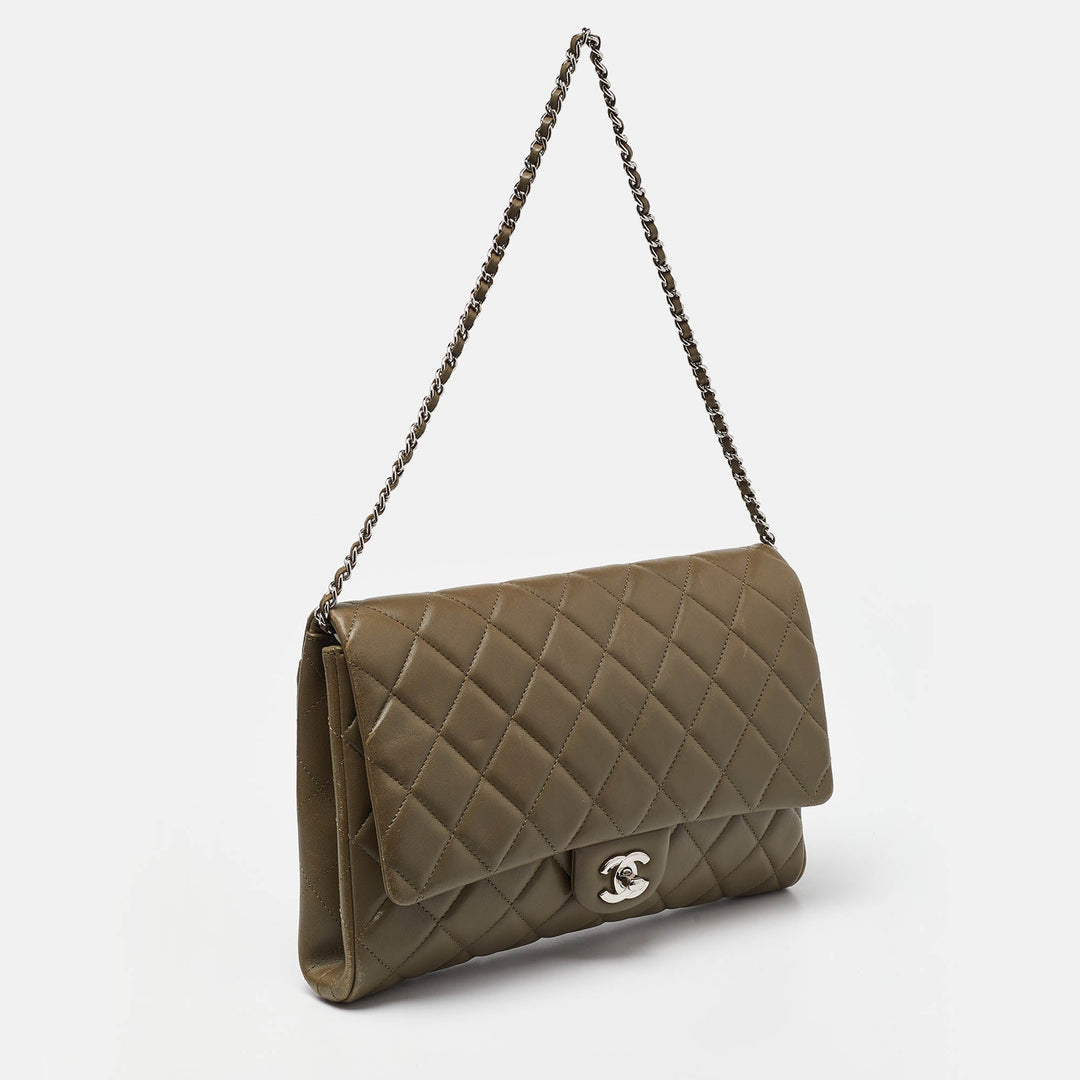 Chanel Olive Green Quilted Leather Chain New Bag