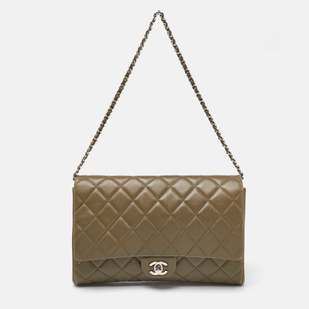 Chanel Olive Green Quilted Leather Chain New Bag
