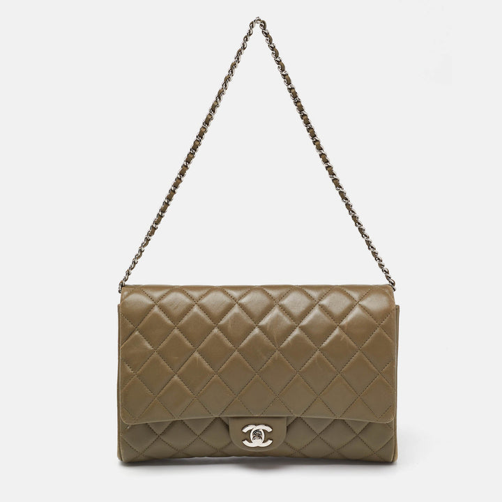 Chanel Olive Green Quilted Leather Chain New Bag