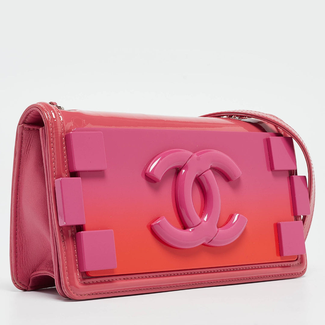 Chanel Pink/Orange Plexiglass and Patent Leather Small Boy Brick New Bag