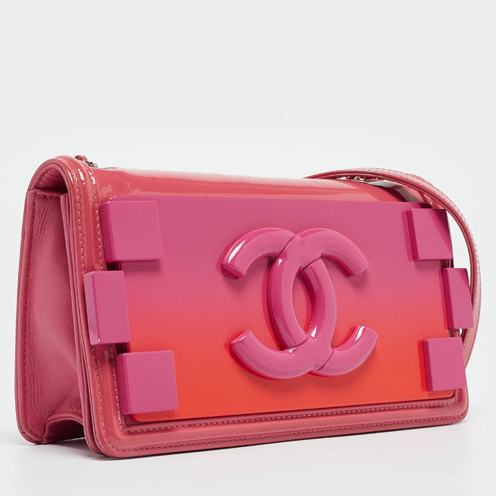 Chanel Pink/Orange Plexiglass and Patent Leather Small Boy Brick New Bag