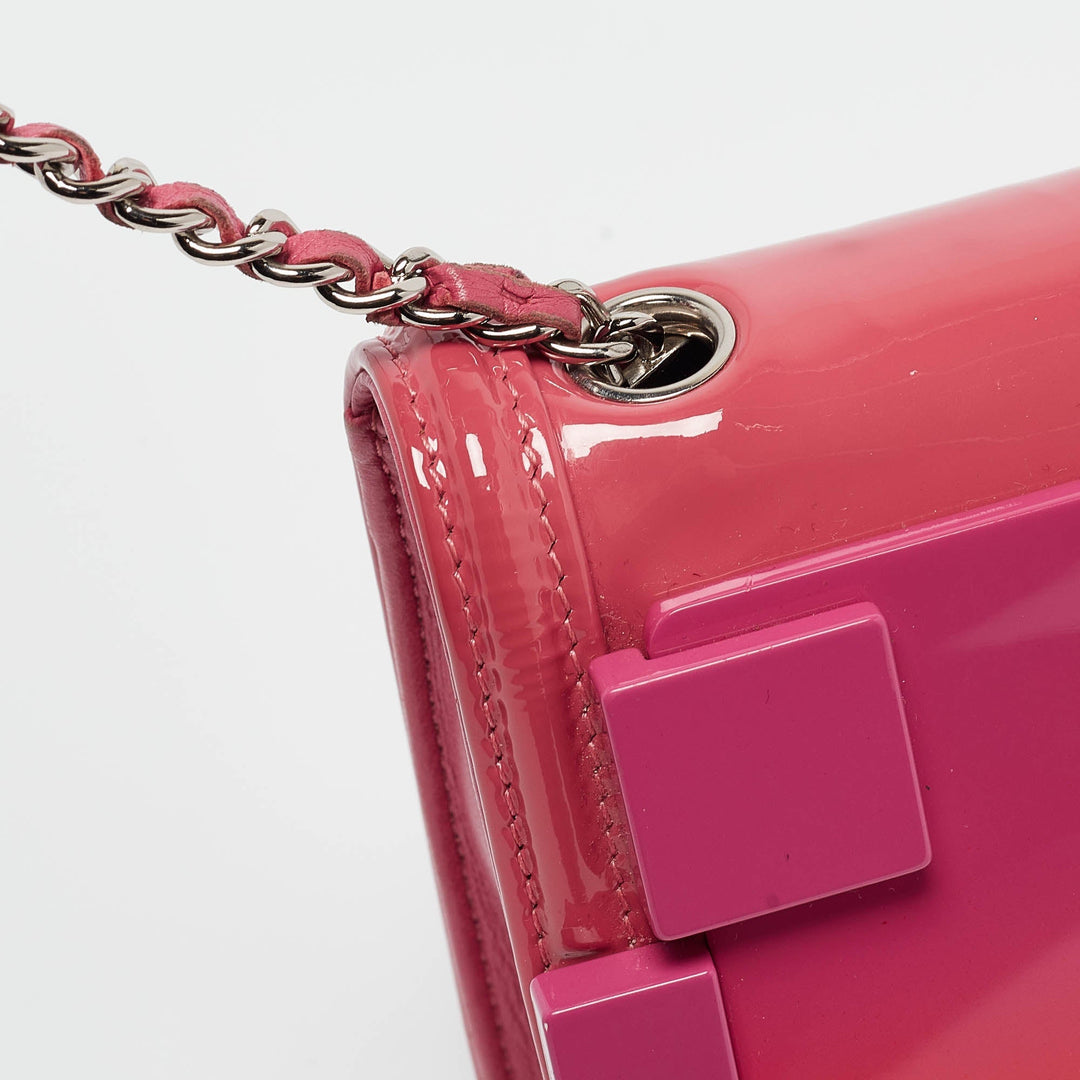 Chanel Pink/Orange Plexiglass and Patent Leather Small Boy Brick New Bag