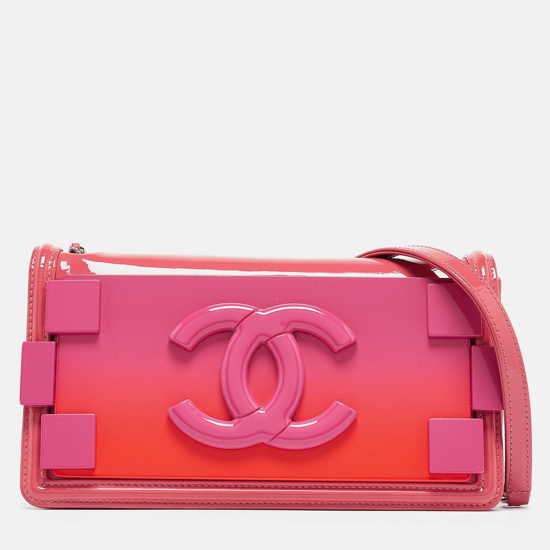Chanel Pink/Orange Plexiglass and Patent Leather Small Boy Brick New Bag