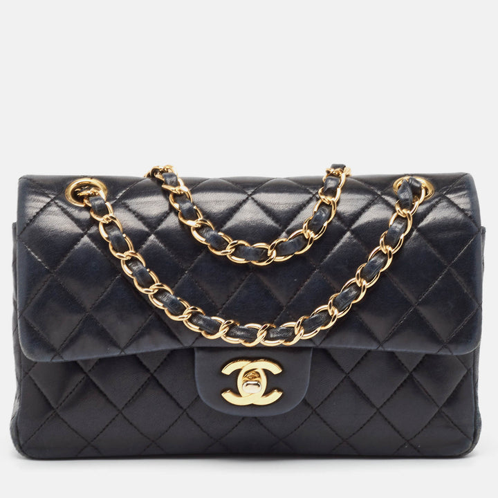 Chanel Black Quilted Leather Small Classic Double New Bag