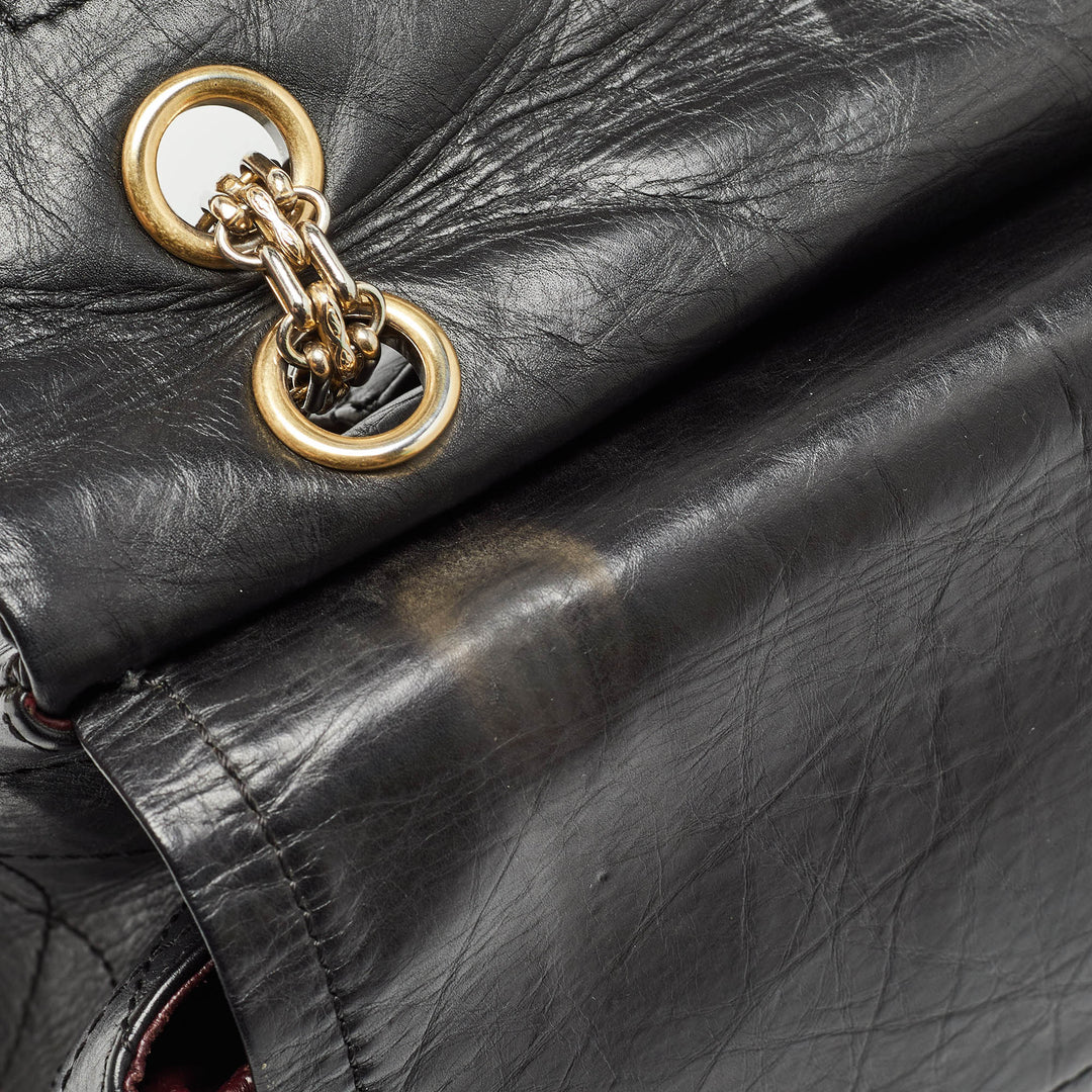 Chanel Black Quilted Aged Leather 227 Reissue 2.55 New Bag