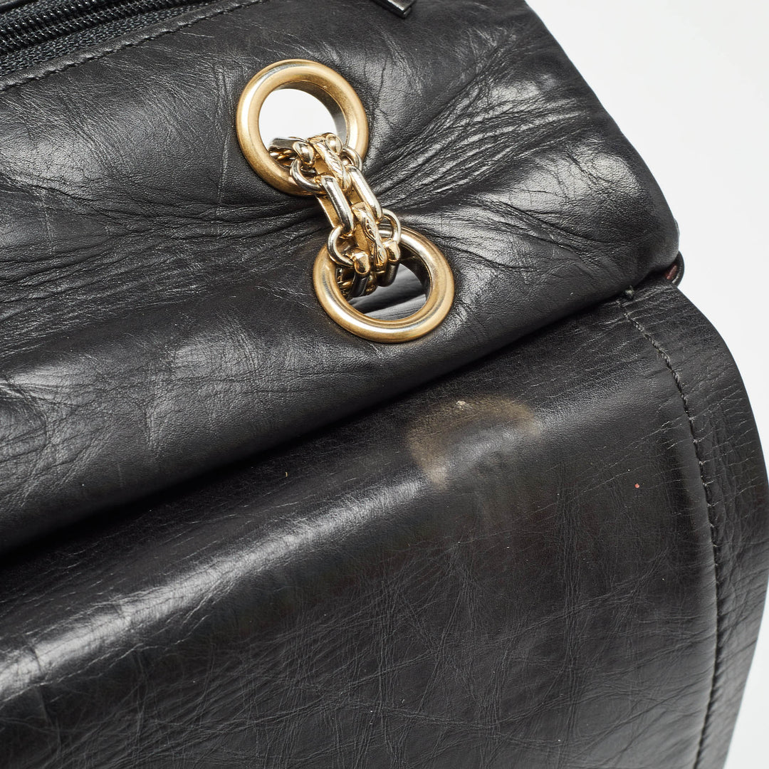 Chanel Black Quilted Aged Leather 227 Reissue 2.55 New Bag