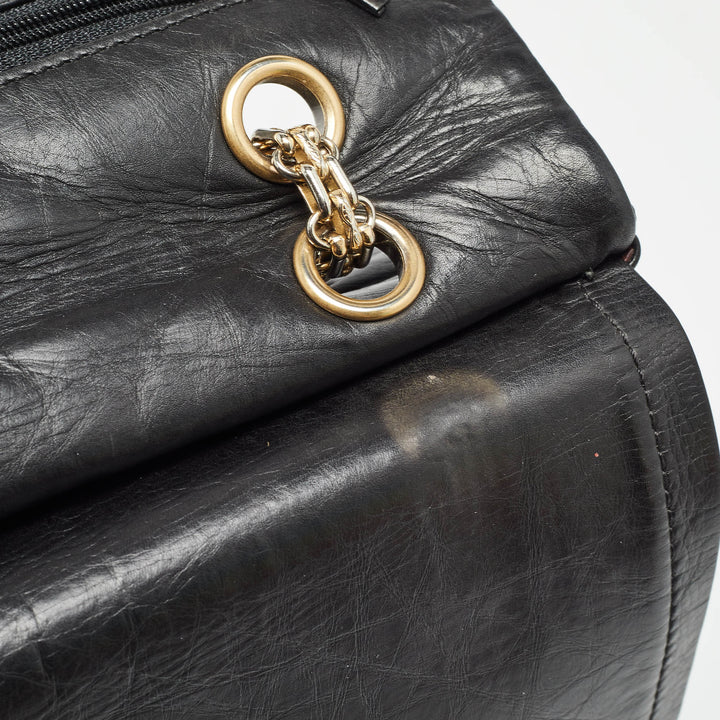 Chanel Black Quilted Aged Leather 227 Reissue 2.55 New Bag