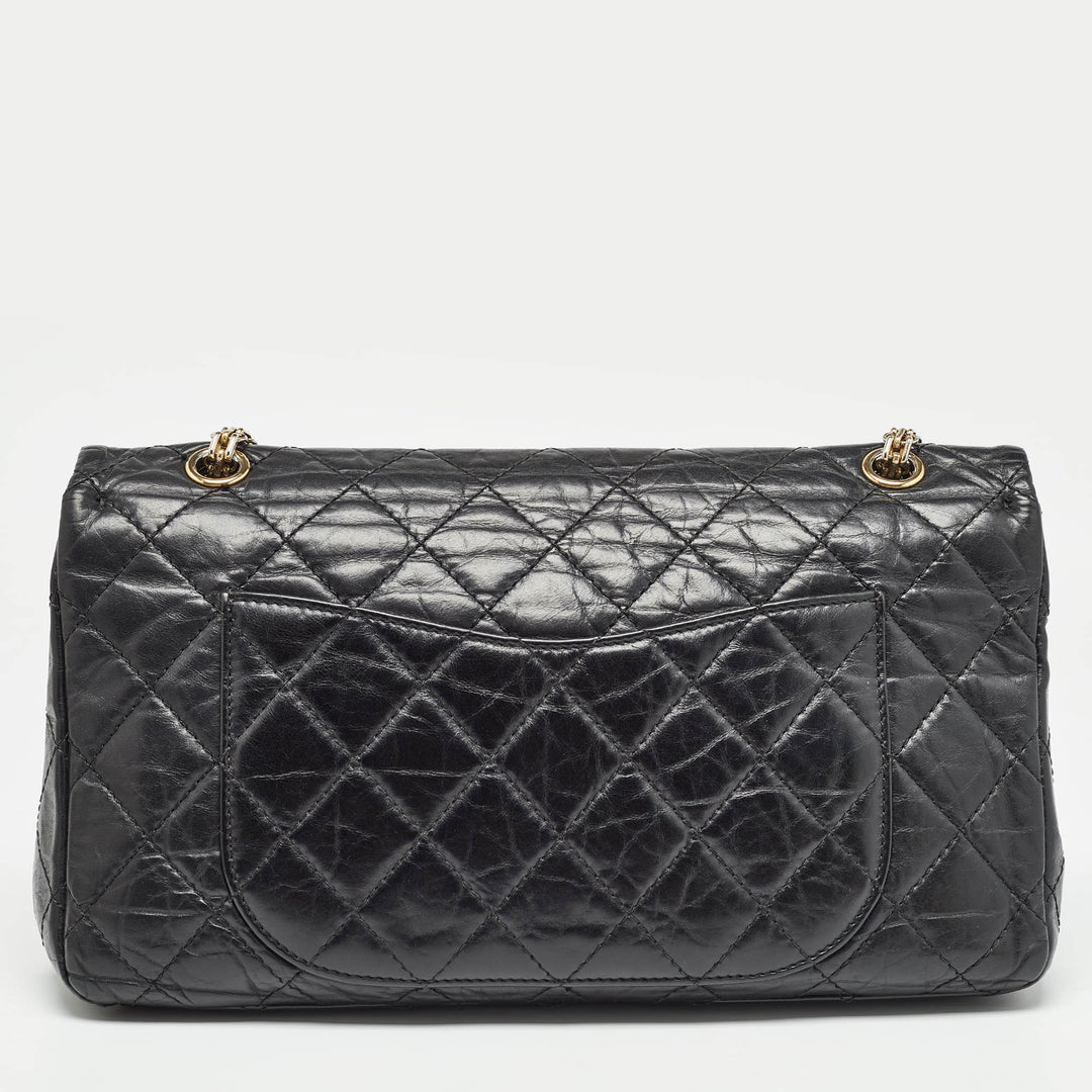 Chanel Black Quilted Aged Leather 227 Reissue 2.55 New Bag
