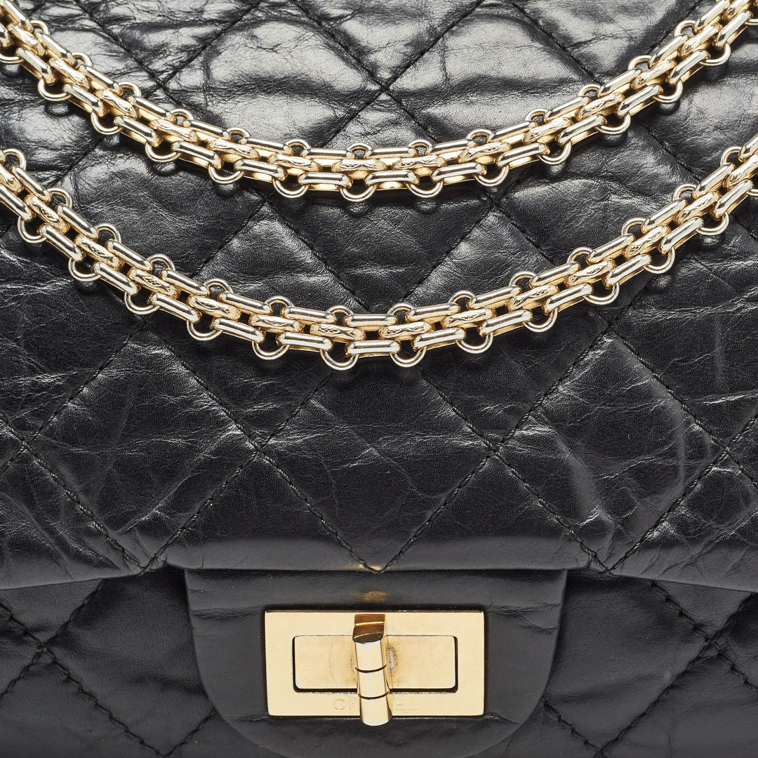 Chanel Black Quilted Aged Leather 227 Reissue 2.55 New Bag