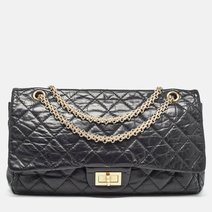 Chanel Black Quilted Aged Leather 227 Reissue 2.55 New Bag