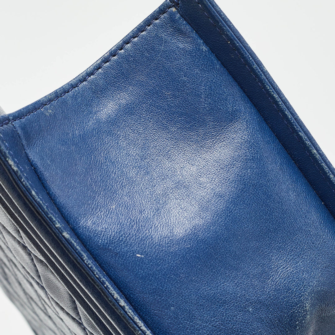 Chanel Blue Quilted Leather Medium Boy New Bag
