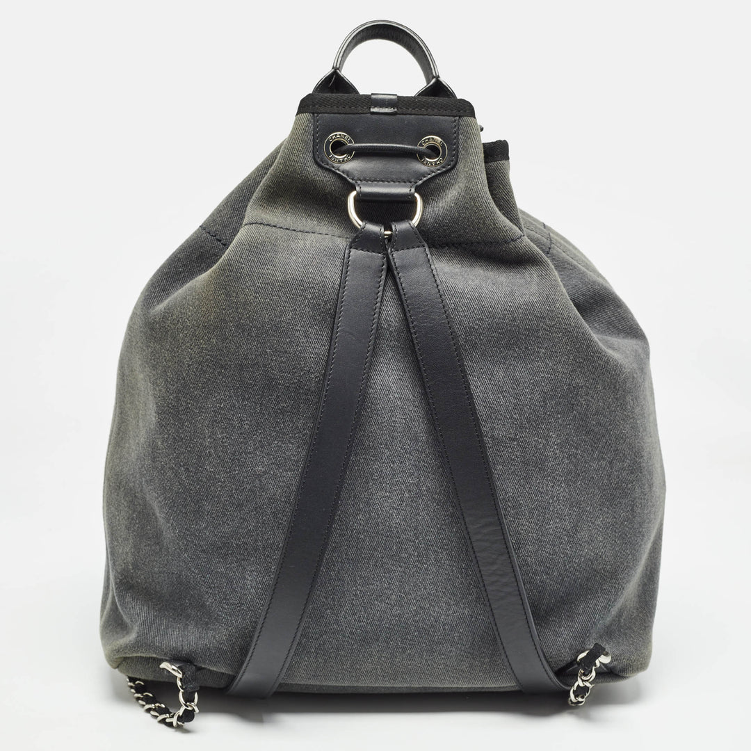 Top Quality Chanel Dark Grey Denim Sequins Deauville Backpack