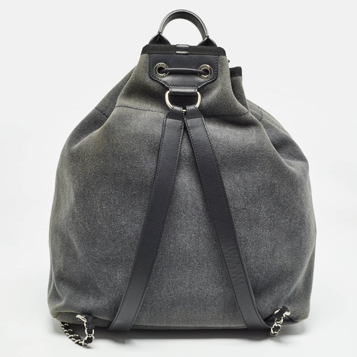 Top Quality Chanel Dark Grey Denim Sequins Deauville Backpack