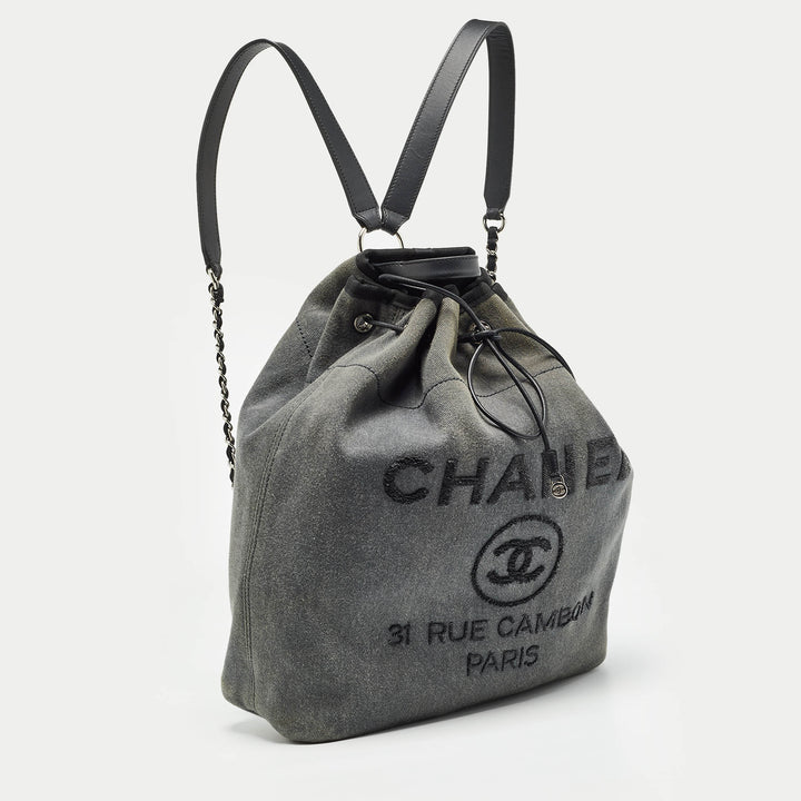 Top Quality Chanel Dark Grey Denim Sequins Deauville Backpack