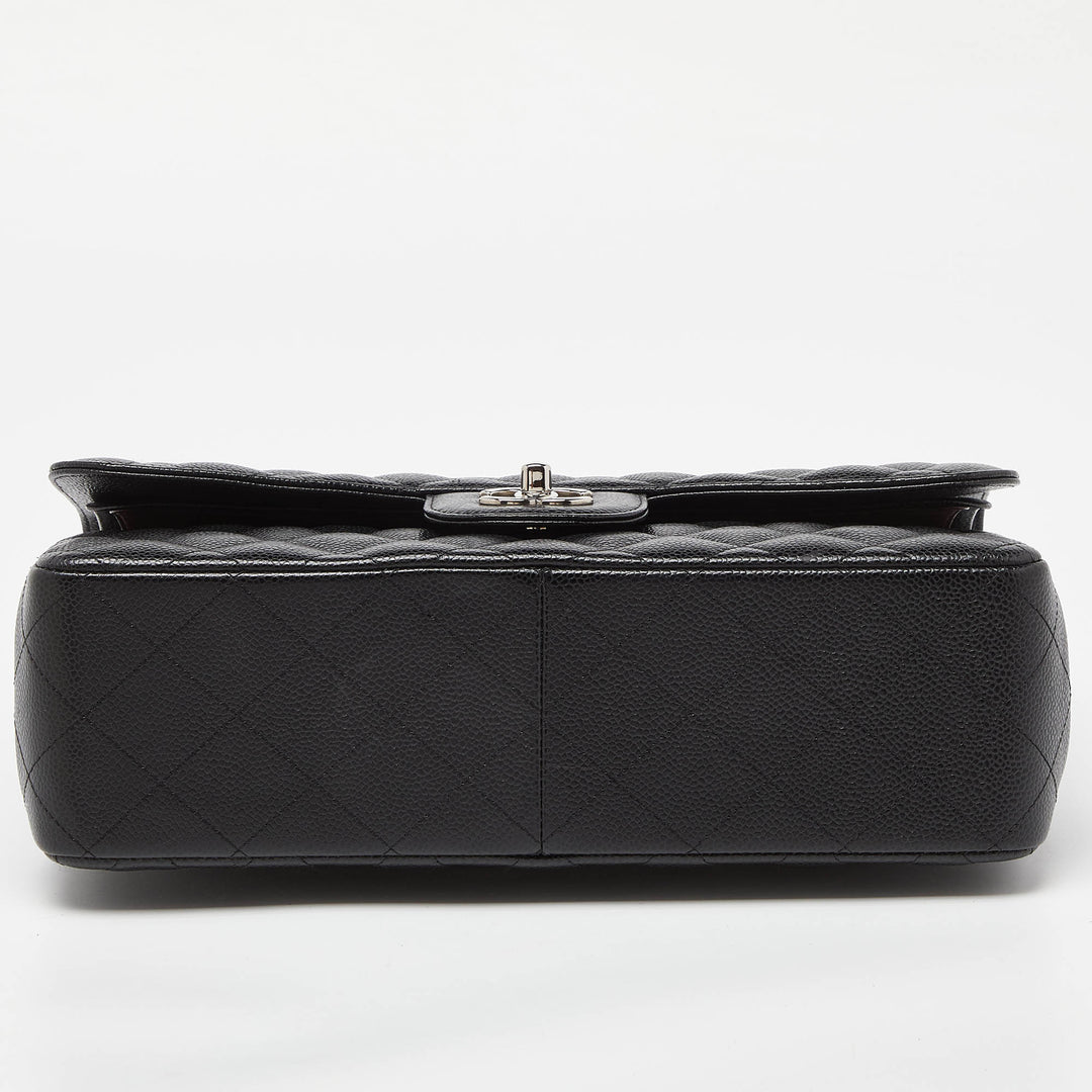 Chanel Black Caviar Quilted Leather Jumbo Classic Double New Bag