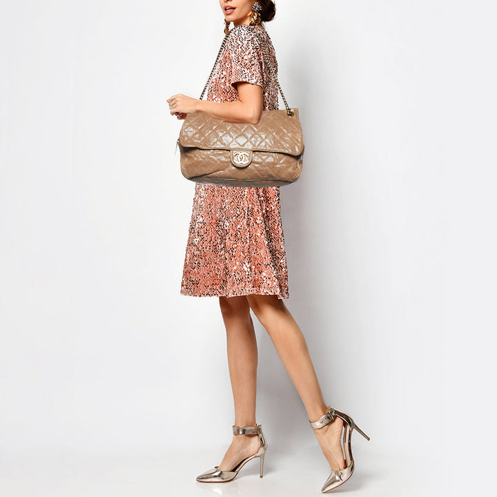 Chanel Brown Quilted Caviar Leather Large Shiva New Bag