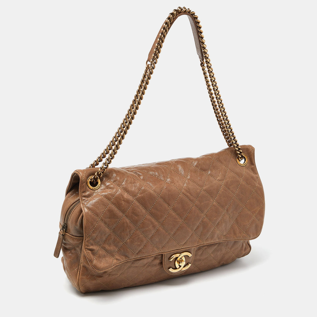 Chanel Brown Quilted Caviar Leather Large Shiva New Bag