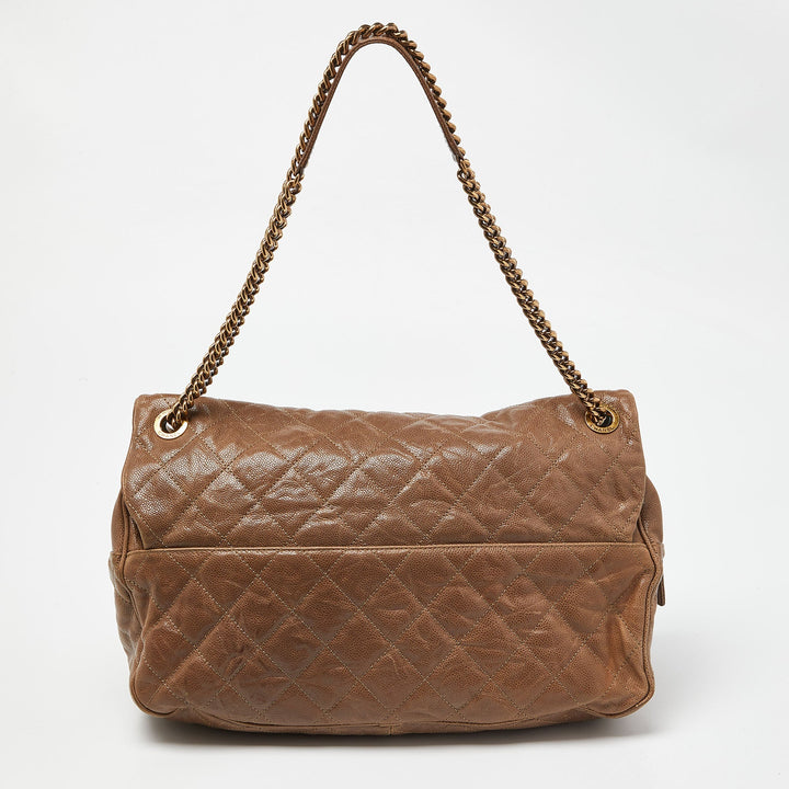 Chanel Brown Quilted Caviar Leather Large Shiva New Bag