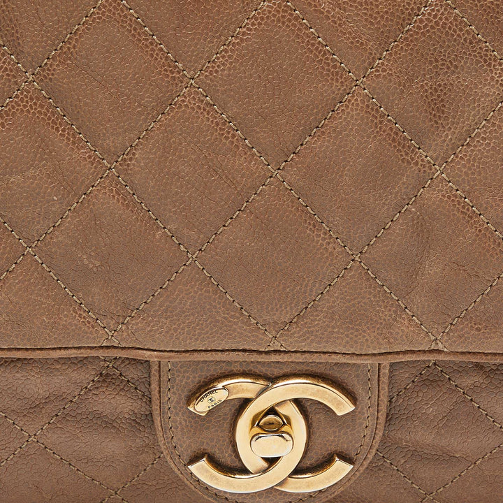 Chanel Brown Quilted Caviar Leather Large Shiva New Bag