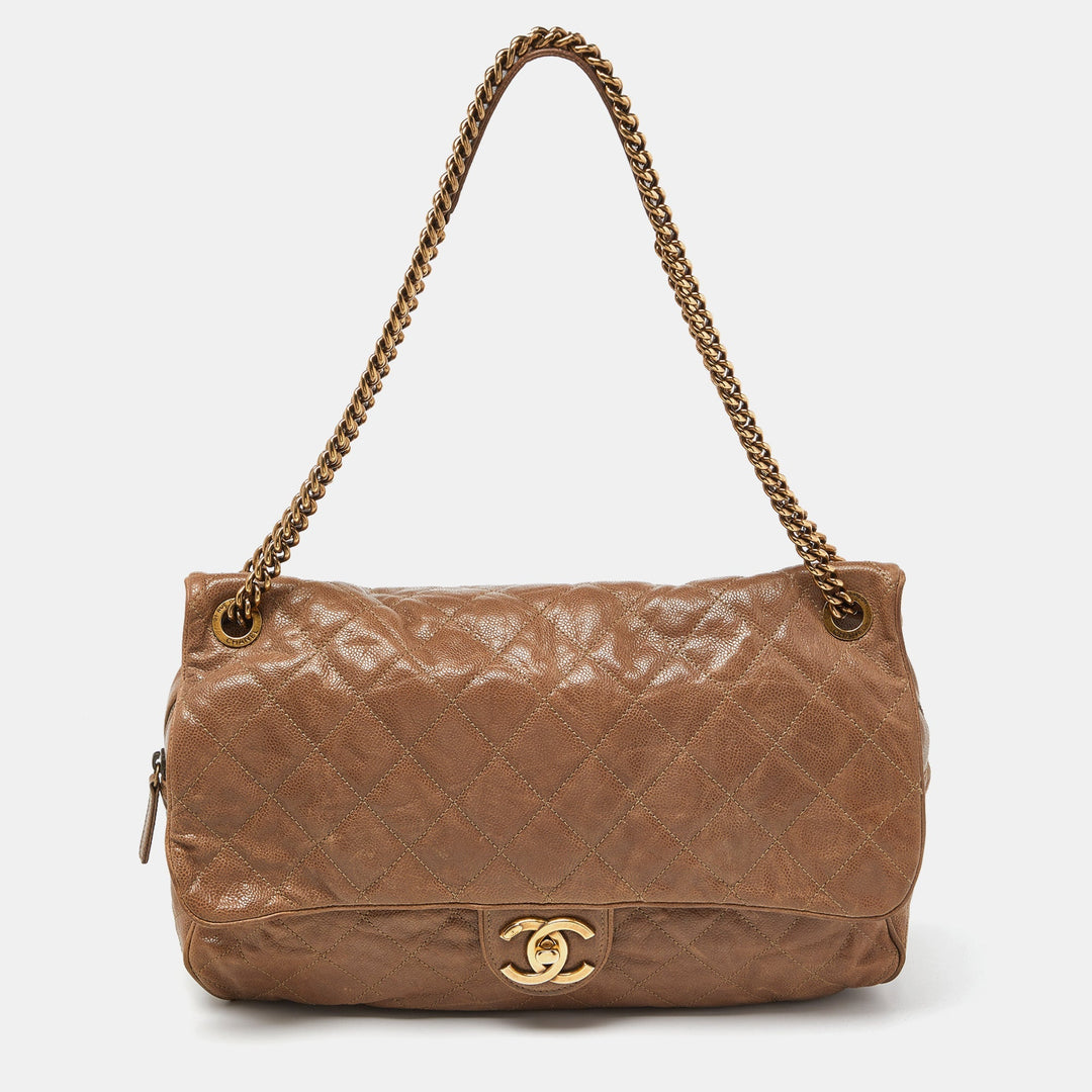 Chanel Brown Quilted Caviar Leather Large Shiva New Bag