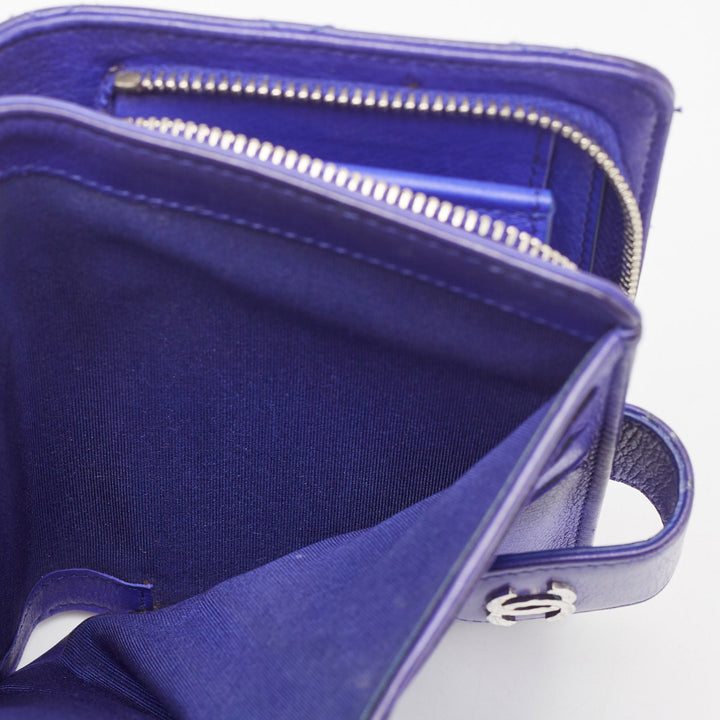 Top Quality Chanel Blue Wild Stitch Quilted Leather CC French Wallet