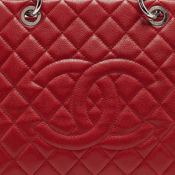 Top Quality Chanel Red Quilted Caviar Leather Grand Shopper Tote