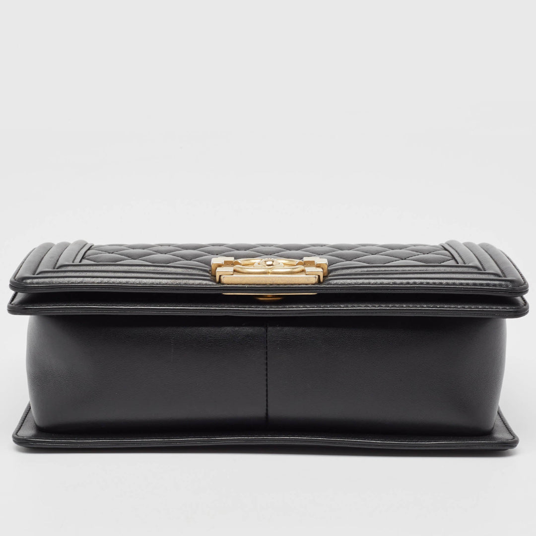 Chanel Black Quilted Leather Medium Boy New Bag